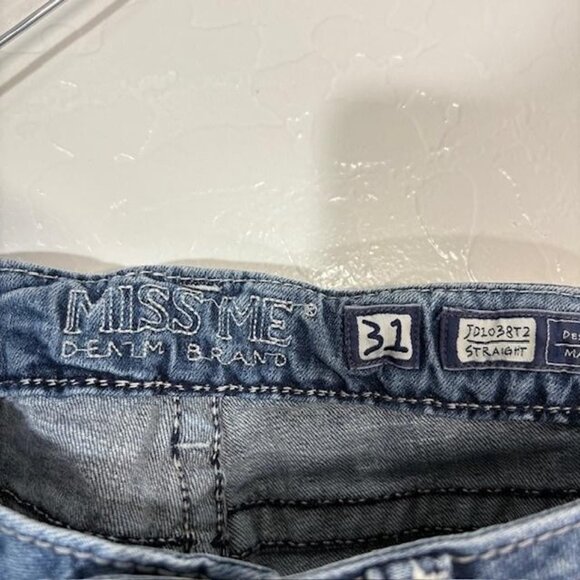 Miss Me Jeans Womens 31 Blue Straight Leg Embroidered Pockets Stretch Denim - Picture 5 of 8